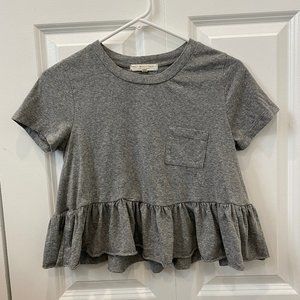 Cropped UO grey shirt with peplum detail